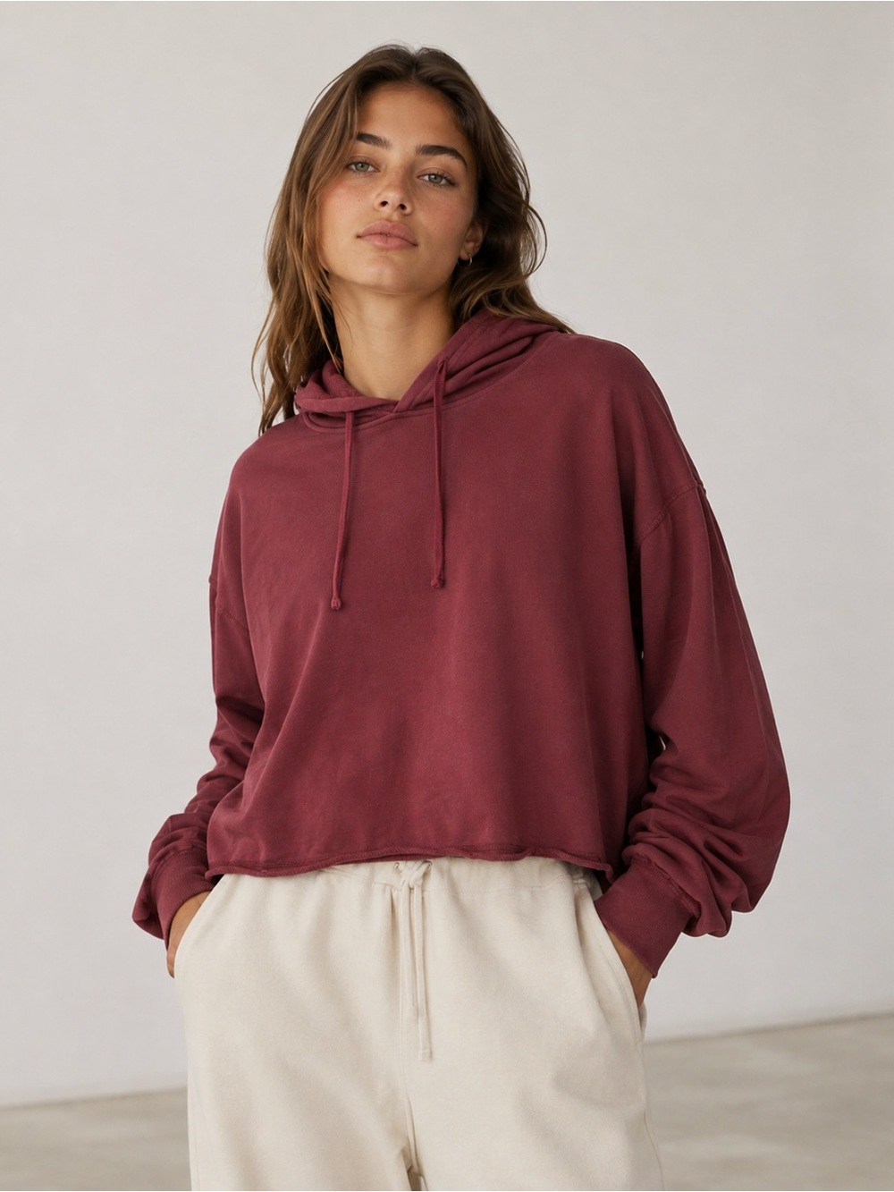 NWOT Reigning Champ 100% Cotton Oversized Hoodie Boxy Washed Burgundy M